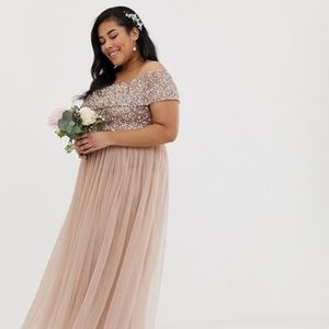ASOS Maya Curve Off shoulder Bridesmaid Dress